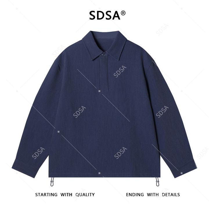 SDSA秋冬新款痞帅男装纯色半拉链翻领卫衣下摆松紧设计百搭上衣