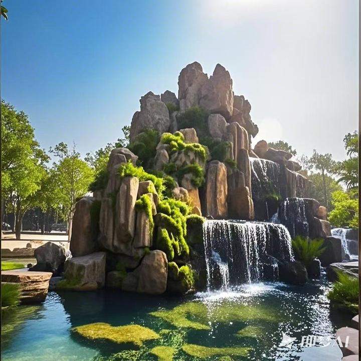 2025新款假山流水泉真石鱼缸庭院花园景观阳台室内装饰造景摆件