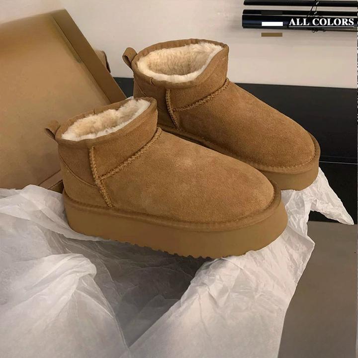 新款周冬雨同款厚底雪地靴女皮毛一体短筒冬季加绒加厚棉鞋子