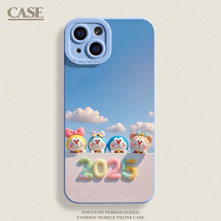 新年哆啦A梦适用iPhone16ProMax手机壳15苹果14软13瞳影12磨砂11