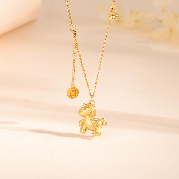 心草 坠链均925银 马上有钱马年S925银项链可爱轻奢小众复古