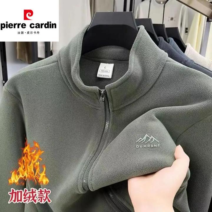 皮尔卡丹大牌拉链立领抓绒衣男2025秋冬摇粒绒双面加绒冲锋衣内胆
