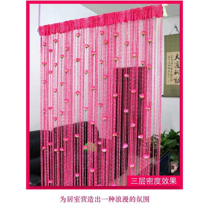 玫瑰花线门帘线帘免打孔加密加粗流苏隔断装饰帘客厅橱窗魔术贴款
