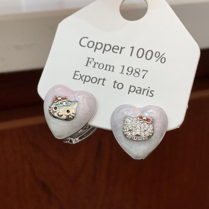 黄铜树脂耳饰 灰粉kt滴釉耳扣