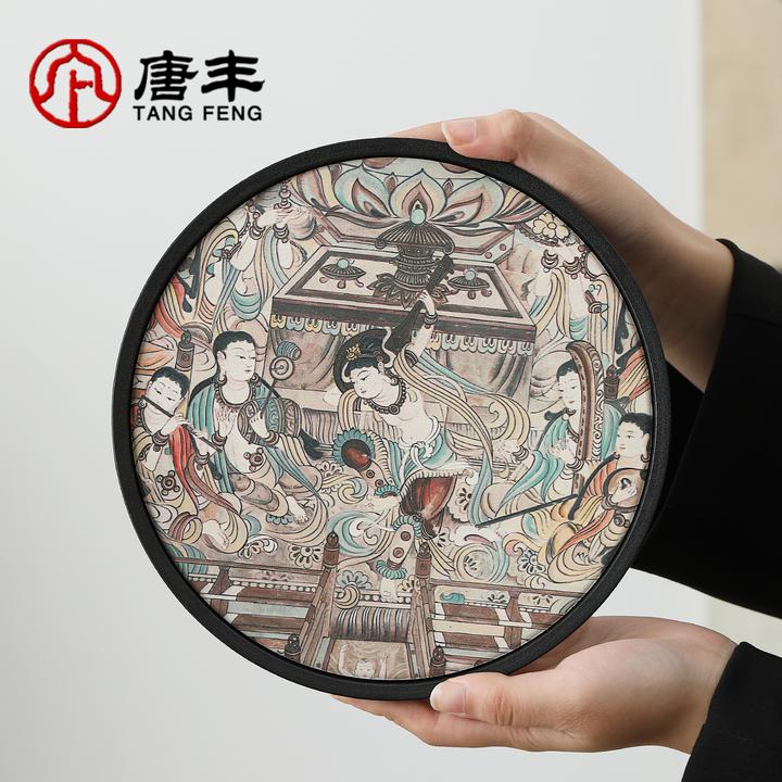 唐丰圆形干泡茶盘家用轻奢中式复古小型茶台2025新款办公室一人饮