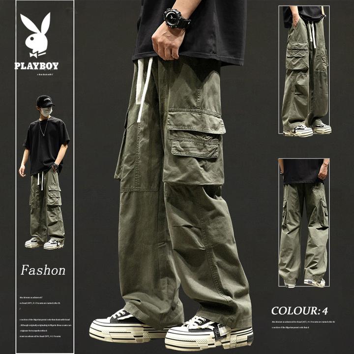 花花公子潮牌高街工装裤男士秋季新款宽松百搭休闲阔腿长裤子男款