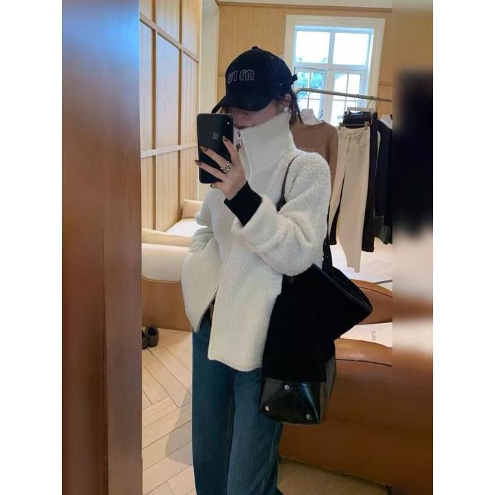 【段公子甄选】羊毛圈圈绒保暖纯色针织休闲毛衣外套