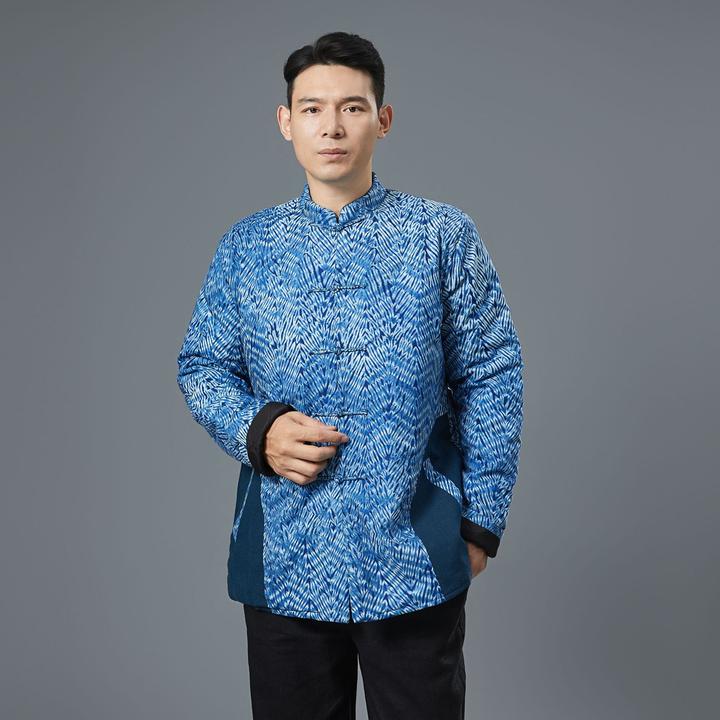 民族风棉衣唐装男中国风秋冬季时尚扎染盘扣对襟棉袄居士保暖外套