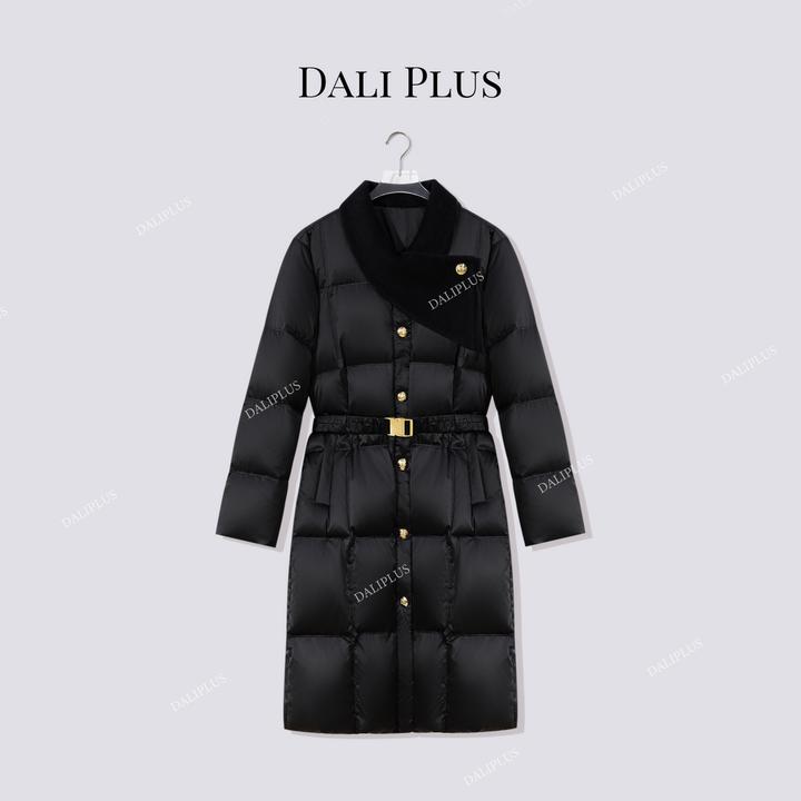 DALI PLUS“围巾搭扣95白鹅绒服”加厚黑金大衣轻装滑-D5SS7321