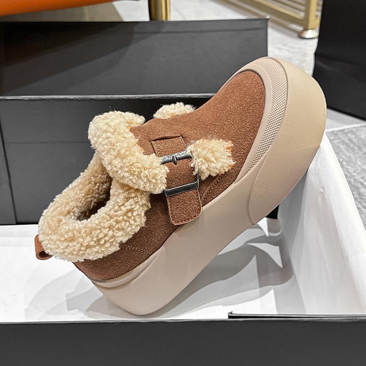 短筒毛毛时尚雪地靴保暖磨砂皮加厚短靴女鞋冬季加绒加厚勃肯棉鞋