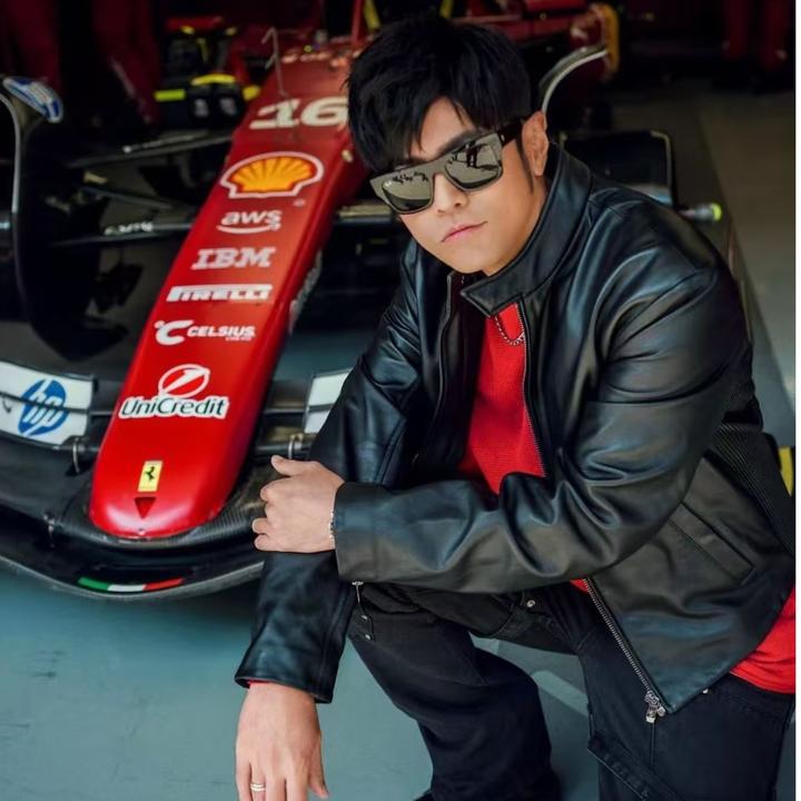 杰伦同款2025新款皮衣男明星同款皮衣头层绵羊皮立领休闲机车