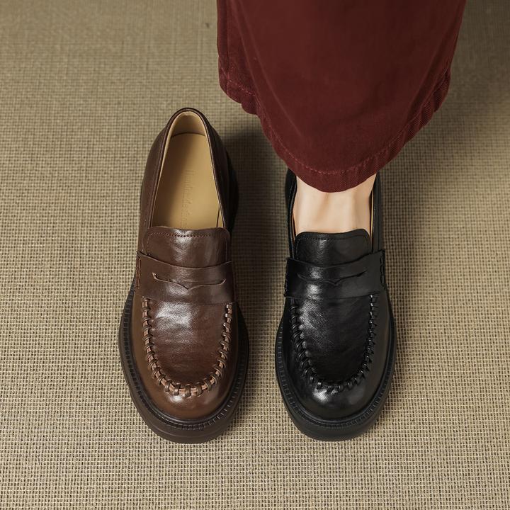 2025年秋冬新款学院风英伦乐福鞋女粗跟厚底百搭时尚高跟小皮鞋女