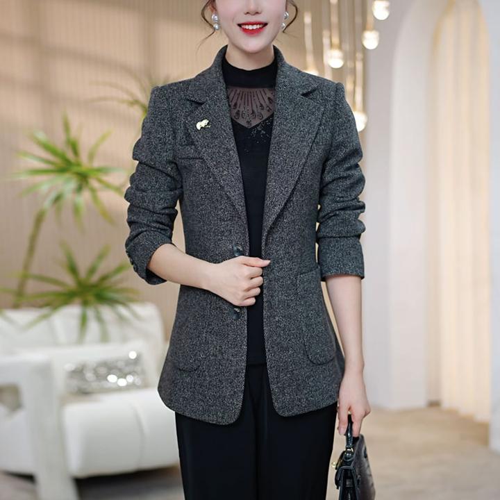 【莫瑞定制】高级感厚款西装外套女2025年秋装洋气百搭大码毛呢上衣