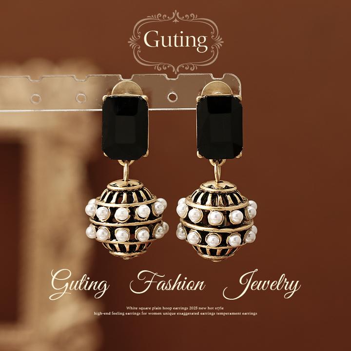 铜合金合成锆石耳饰 21858波西米亚复古耳钉宫廷风耳环轻奢耳饰