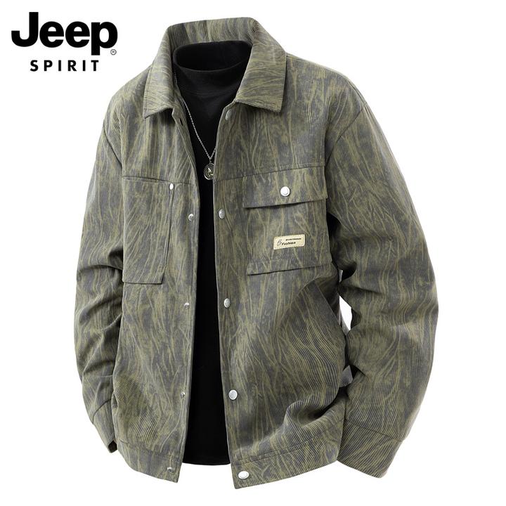 JEEPSPIRIT吉普男士冬季夹克男加绒外套男款翻领潮牌宽松外衣男装