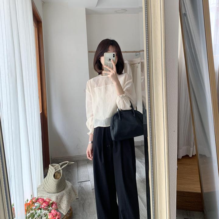 2025早春新款2小个子韩系氛围感穿搭白色长袖衬衫百搭显瘦休闲裤