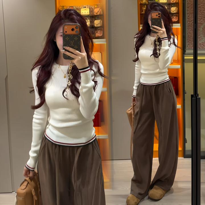 小个子长袖针织衫女2025年秋冬新款流行爆款时尚修身显瘦圆领上衣