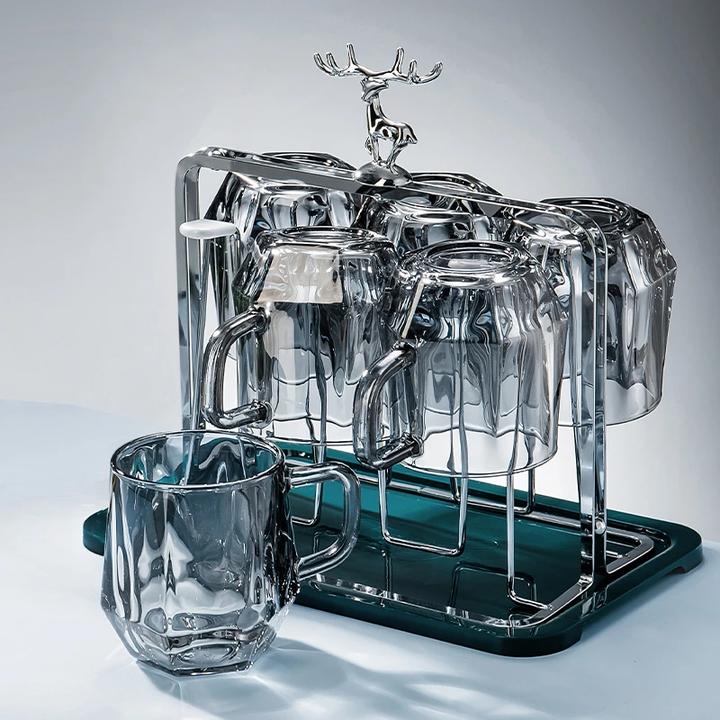 创意玻璃套装杯子家用带把水杯高档水具客厅喝水杯茶杯8件套