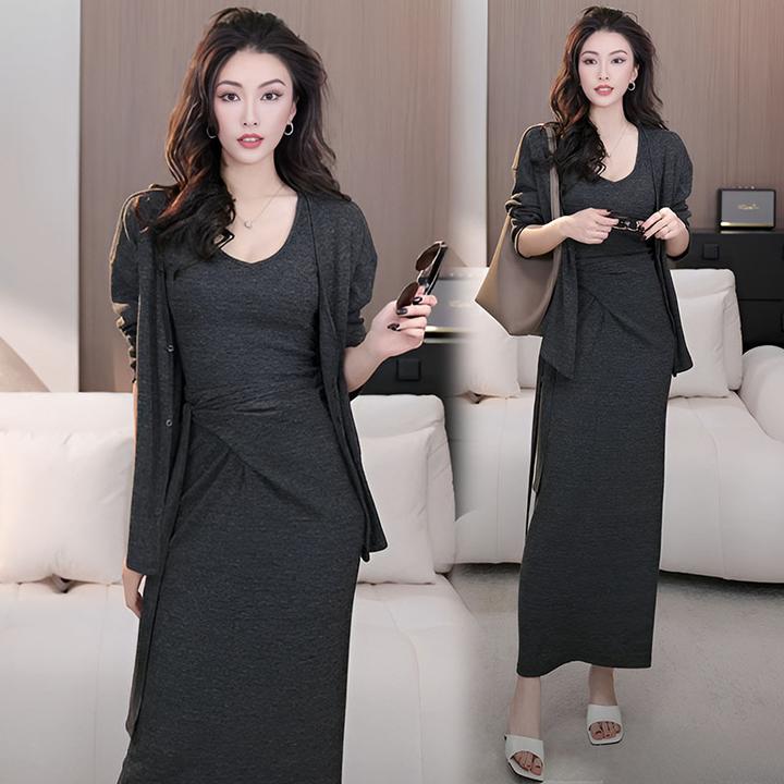 高级感外套+高腰半身裙+背心三件套2025春秋简约气质新款时尚套装