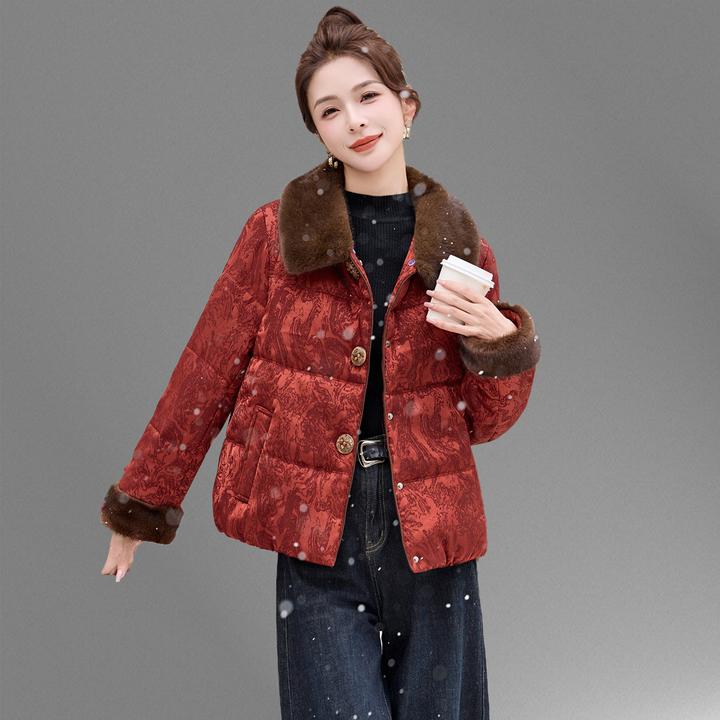 复古提花国风新中式羽绒棉服女短款2026冬季新小个子加厚棉衣外套