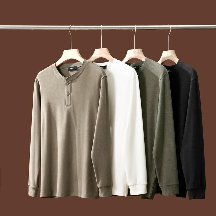 秋季经典百搭舒适柔软亲肤亨利领休闲简约宽松纯色长袖卫衣2866