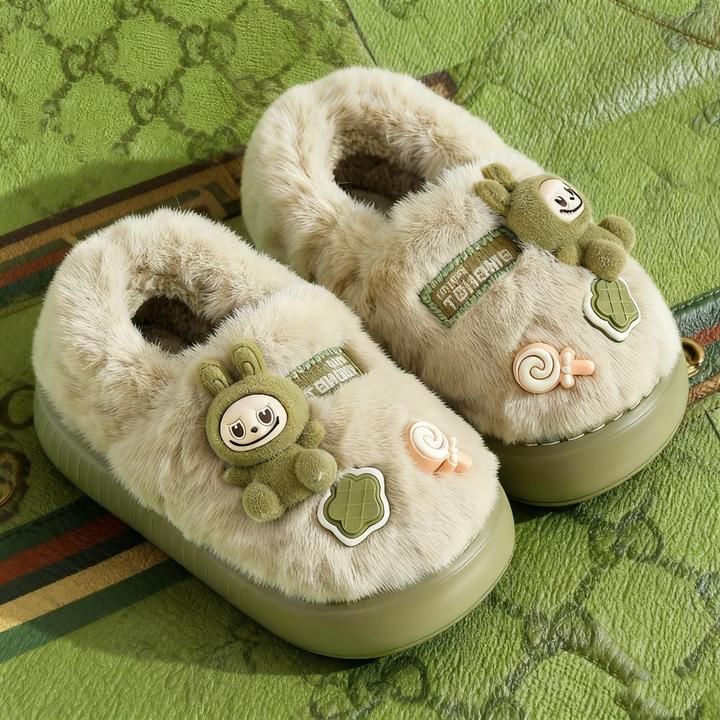 儿童棉拖鞋女童秋冬2025新款防滑拉包跟男童毛毛棉鞋布布保暖加绒