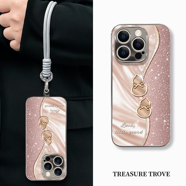 适用于苹果16华为OPPO小米VIVO高颜值简约新颖电镀小羊皮壳BG0192