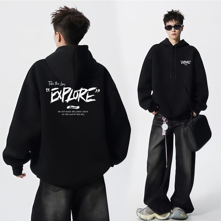 卫衣男秋冬季2025新款加绒长袖内搭上衣男款美式高街加厚连帽外套