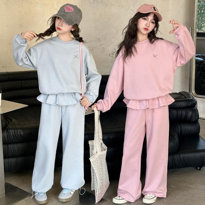 女童休闲套装春秋季时尚洋气韩版2025新款中大儿童装女孩两件套潮