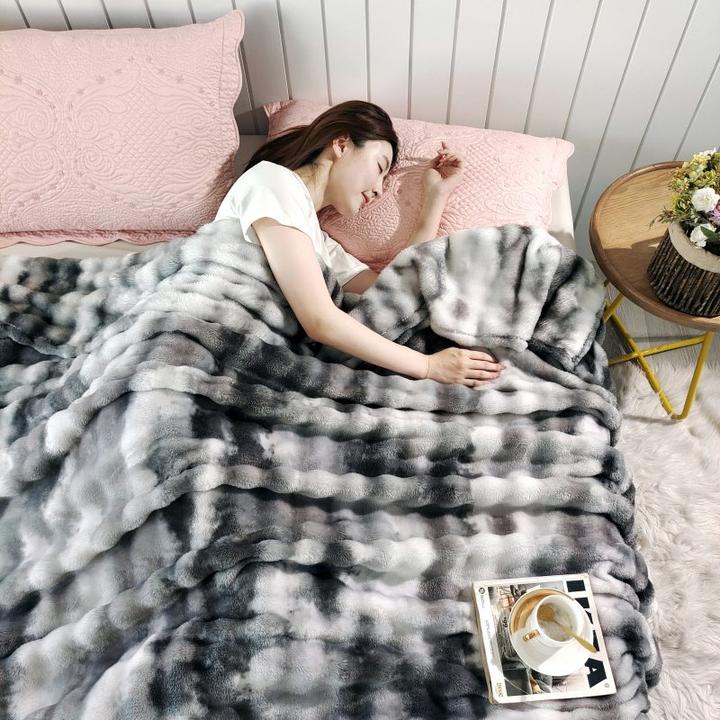 加厚扎染毛绒牛奶绒毯子床上用毛毯办公室宿舍午睡盖毯客厅沙发毯