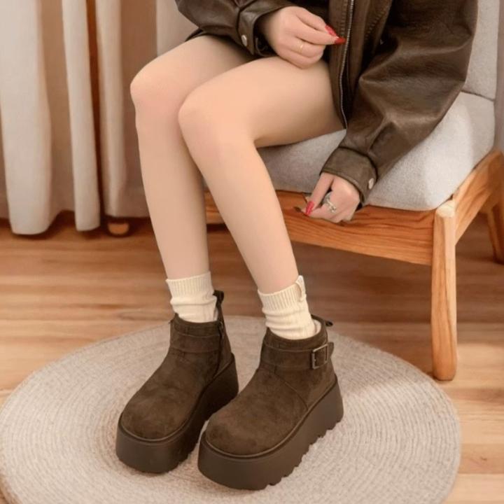 流光风松糕厚底增高雪地靴女鞋加绒加厚勃肯鞋短靴新款冬季棉鞋