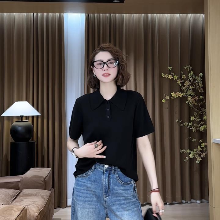 YYOUHAN 2025夏款小众设计极简轻薄款百搭冰丝麻POLO衫 2505C2391
