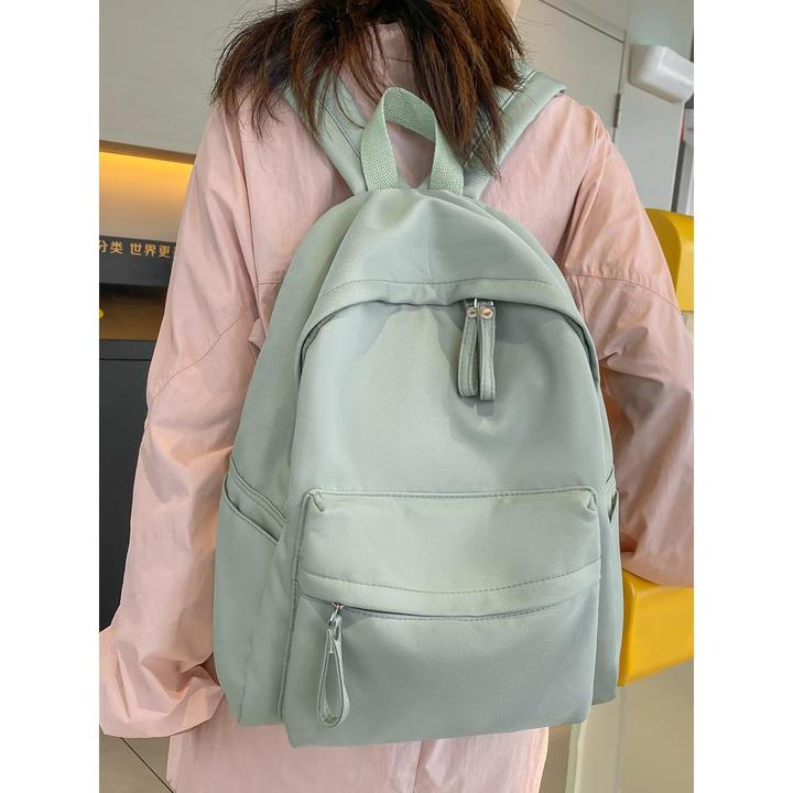 无印纯色简约书包女生初中生防水尼龙布双肩包女背包大学生电脑包
