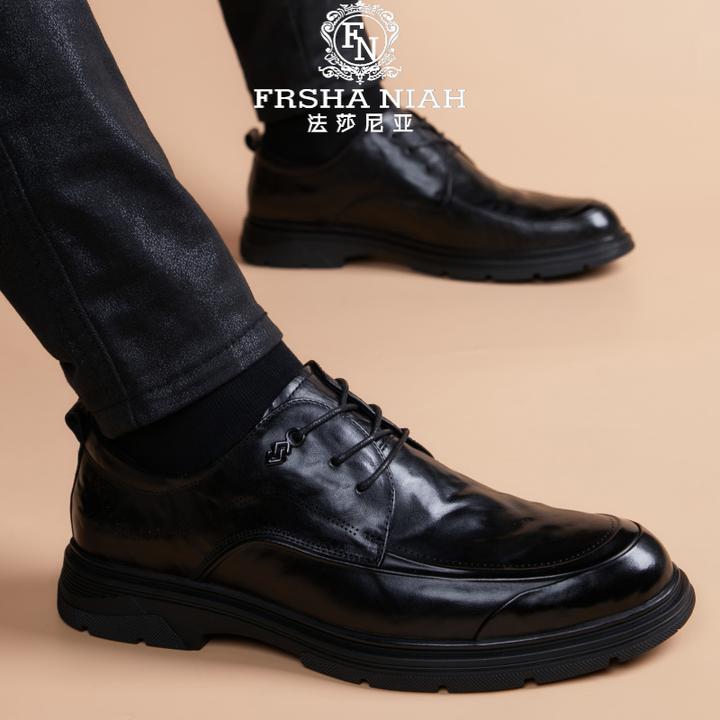 法莎尼亚男士皮鞋冬季正装英伦风时尚软底鞋子休闲潮流百搭男鞋