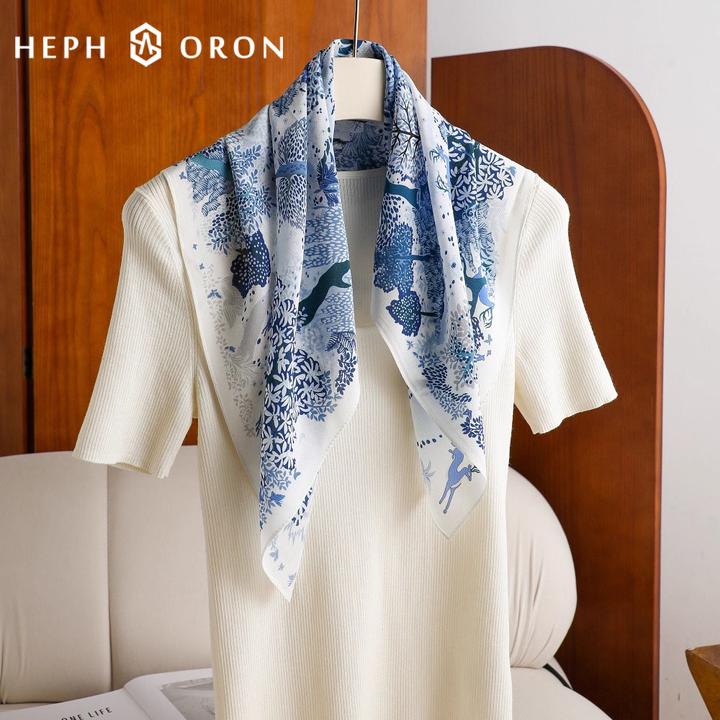 轻奢品牌真丝双绉方巾女2025夏季新款100%桑蚕丝围巾轻薄防晒丝巾