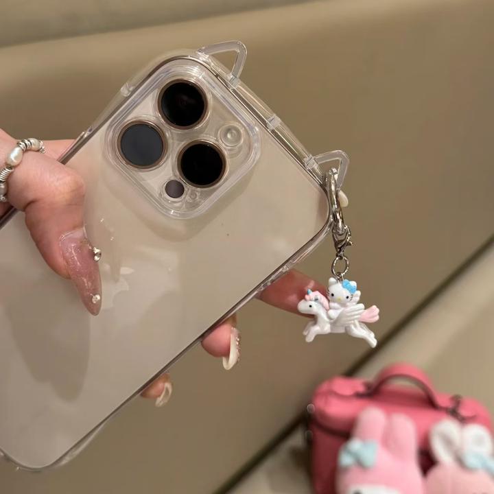 猫耳朵白马kt猫咪软胶壳适用于iPhone16promax手机壳15少女14可爱