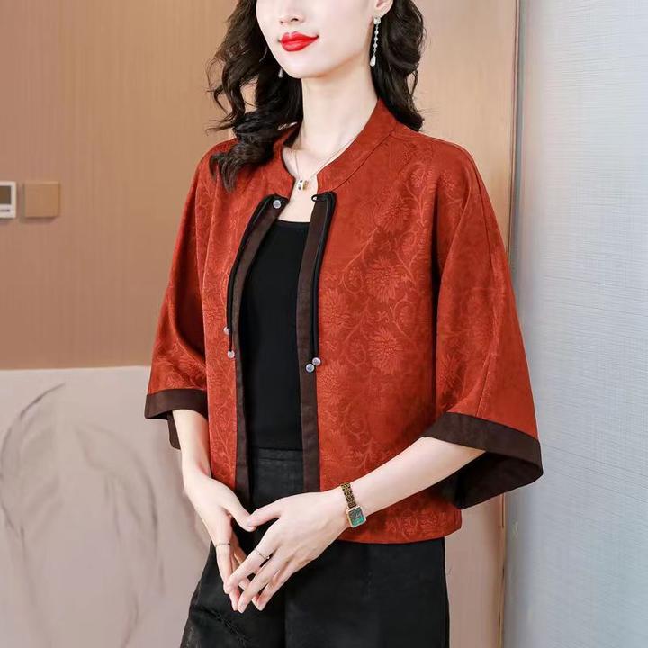 杭州新中式国风双面穿优雅时尚妈妈装复古百搭休闲小洋气大码外套