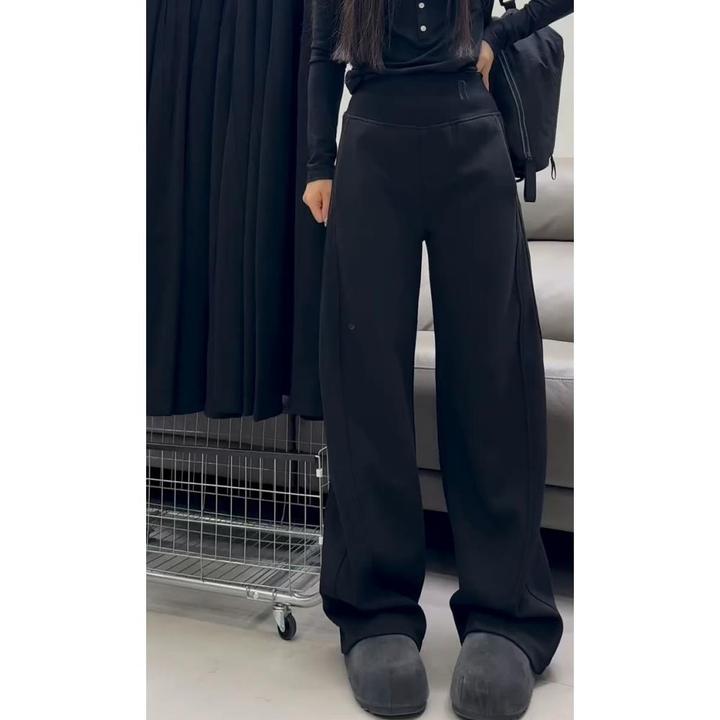 黑色百搭弯刀休闲卫裤今年女秋季新款加绒高腰显瘦窄版阔腿裤女款
