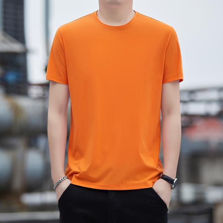 爆款短袖t恤男夏季冰丝速干圆领体恤男士运动跑步健身透气上衣服