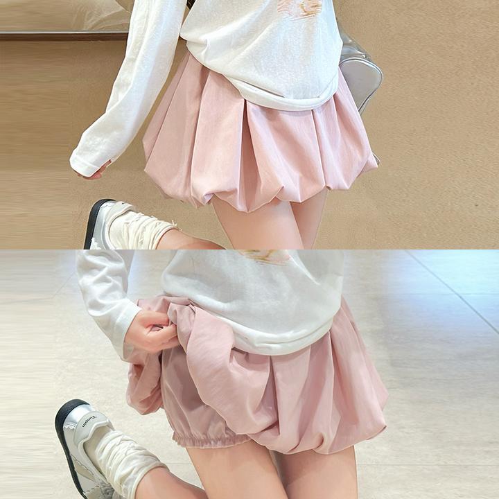 粉色冰丝花苞裙裤女夏季2026薄款高腰防走光休闲宽松a字韩版短裤