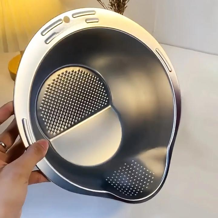 厨房多功能不锈钢淘米盆沥水篮大容量漏盆倾斜便携加厚洗菜盆家用