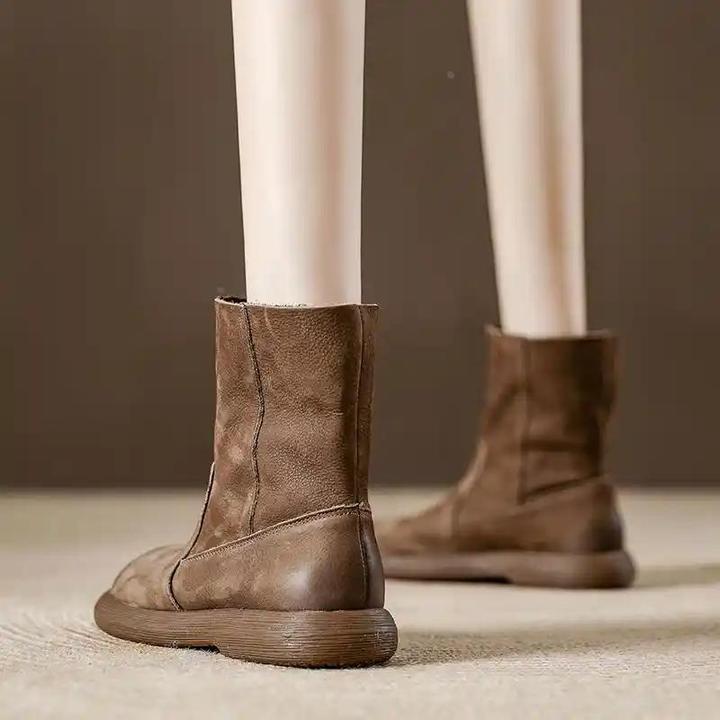 香港&PVKB手工牛皮复古马丁靴女厚底休闲靴子2025秋季新款慵懒百