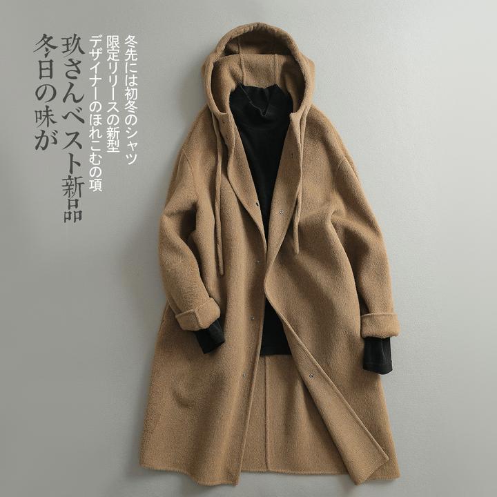 【见川】秋冬羊毛双面呢连帽大衣 男
