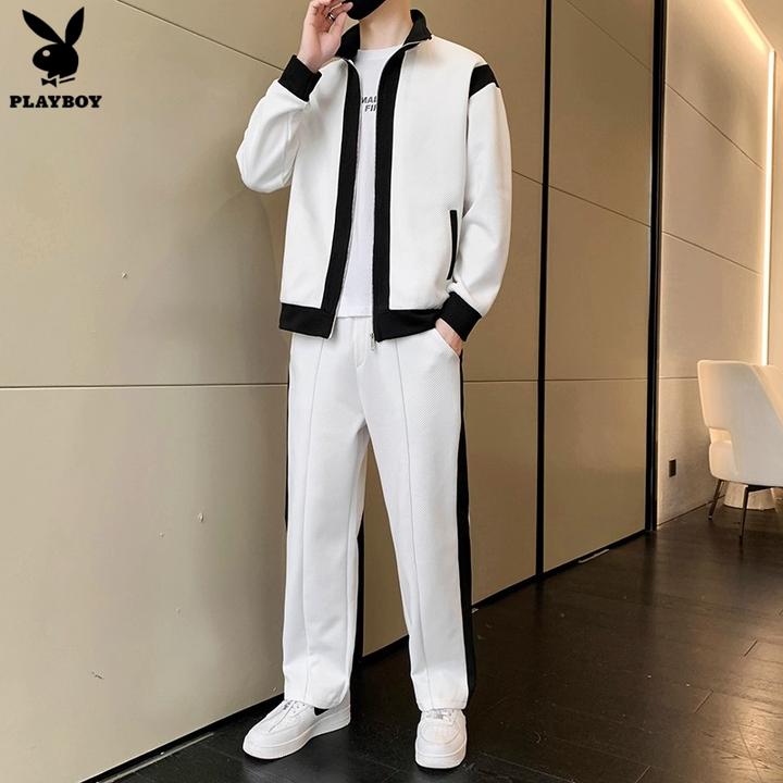 花花公子卫衣套装男士运动衣服搭配帅气春秋季新款帅气休闲一套男