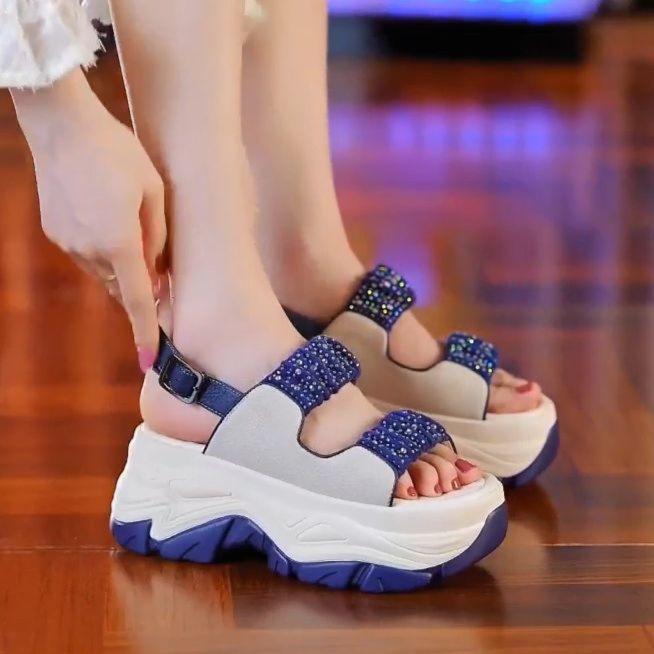 运动凉鞋女外穿2025夏季新款日常百搭休闲沙滩松糕厚底增高罗马鞋