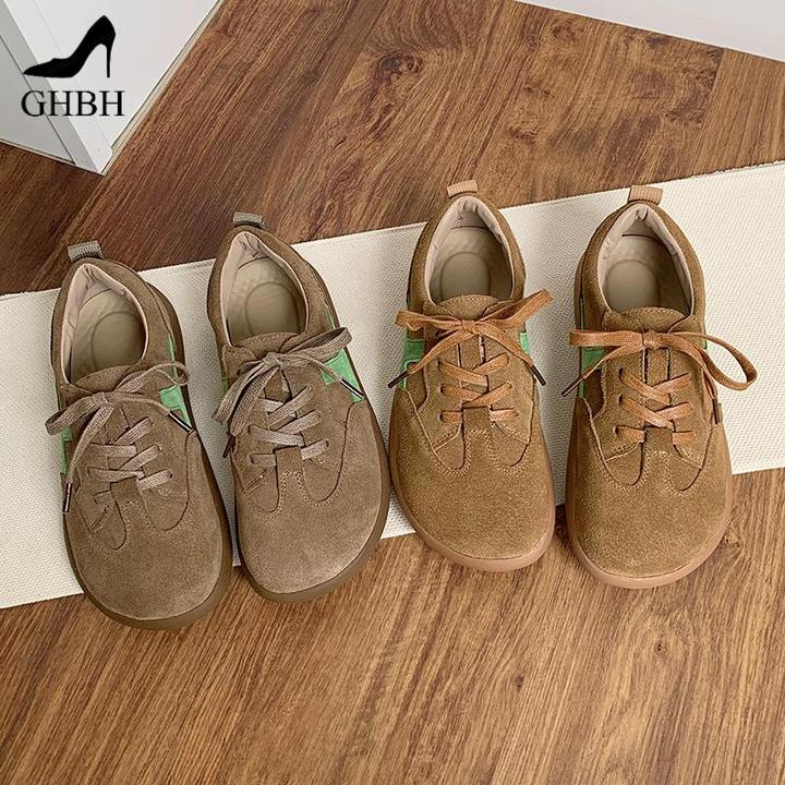 流行德训鞋女丑萌鞋港风复古休闲板鞋2025秋季新款磨砂小众阿甘鞋