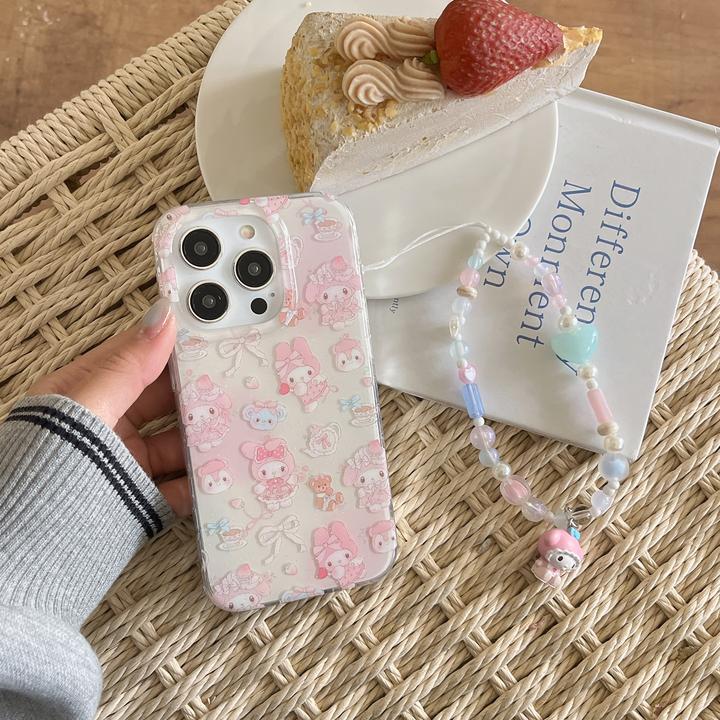 少女粉满屏细闪美乐蒂适用iphone16Promax苹果15手机壳14双层13女