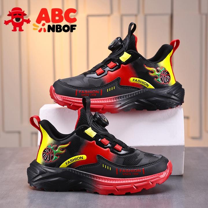 ABC NBOF儿童运动鞋2025春秋新款皮面防水软底旋转纽扣休闲小学生