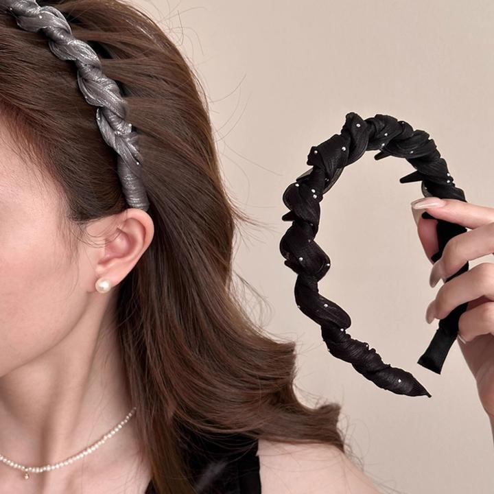 气质小香风网纱缠绕发箍女带齿防滑高颅顶压发头箍高级感百搭头饰