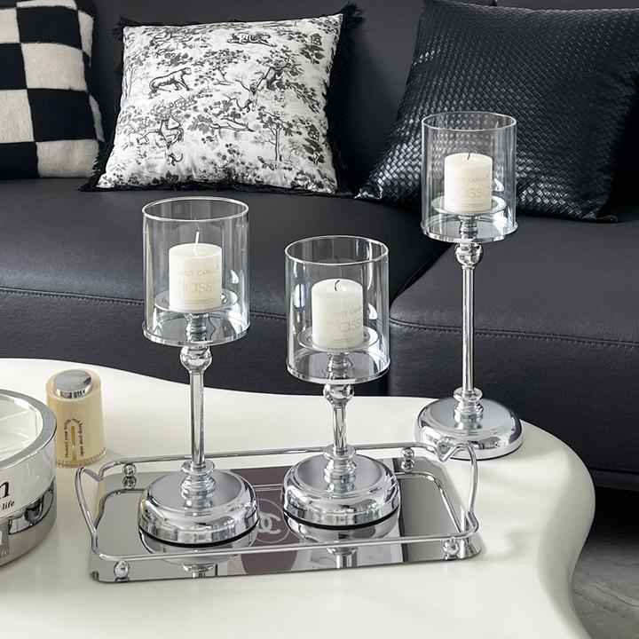 外贸北欧轻奢蜡烛台复古浪漫氛围餐桌烛光晚餐简约现代装饰品摆件